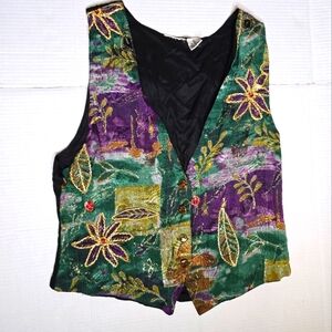 VTG Button Up Floral Vest